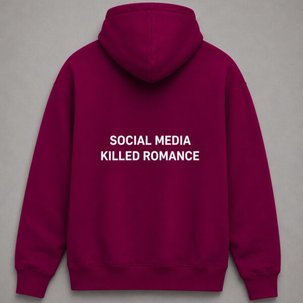 Čierna ATEVO mikina Social Media Killed Romance, pohľad zozadu
