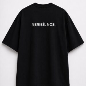 Čierne oversize tričko ATEVO Nerieš. Nos. Limited Drop, pohľad spredu