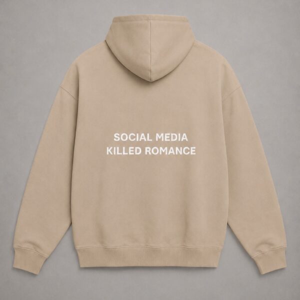Čierna ATEVO mikina Social Media Killed Romance, pohľad zozadu
