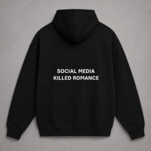 Čierna ATEVO mikina Social Media Killed Romance, pohľad zozadu