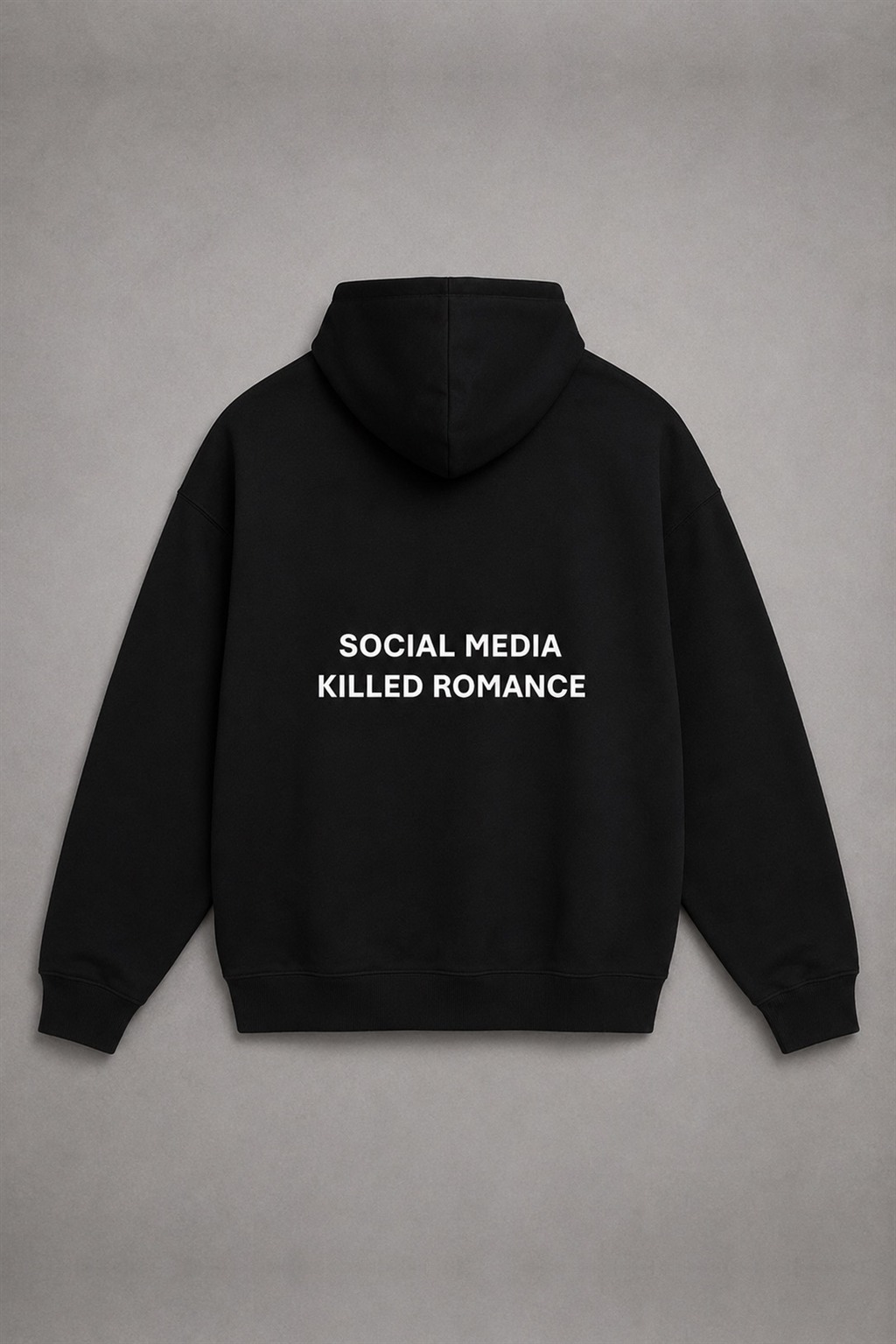 Čierna ATEVO mikina Social Media Killed Romance, pohľad zozadu