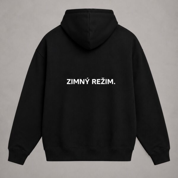 ZIMNÝ REŽIM. mikina čierna – chrbát