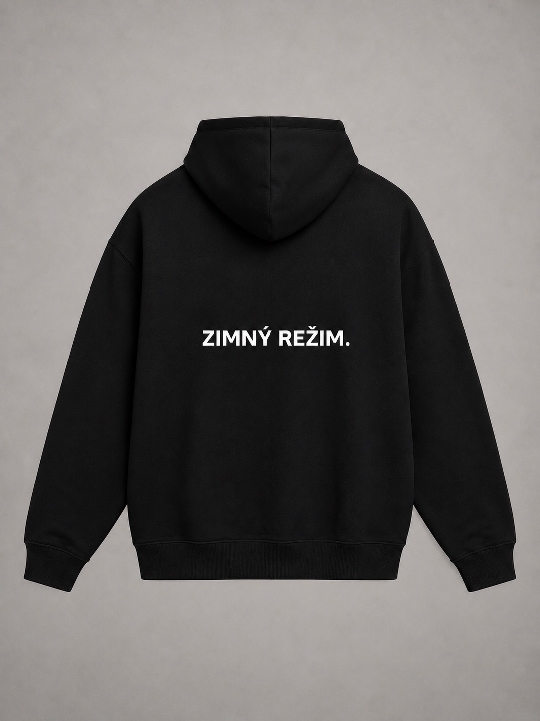 ZIMNÝ REŽIM. mikina čierna – chrbát